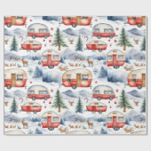 クリスマス・キャラバン、雪、鹿 ラッピングペーパー (フラット)