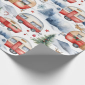 クリスマス・キャラバン、雪、鹿 ラッピングペーパー (角)