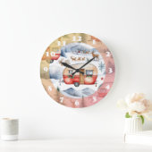 クリスマス・キャラバン、雪、鹿 ラージ壁時計 (ホーム)