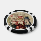 クリスマス・キャロリング猫、猫クリスマス・コーラス ポーカーチップ (シングル)