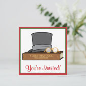 クリスマス・キャロルとイギリスのトップハットとメガネ 招待状 (スタンド正面)