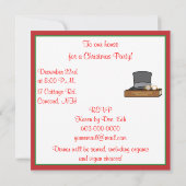 クリスマス・キャロルとイギリスのトップハットとメガネ 招待状 (裏面)