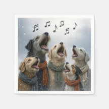 クリスマス・キャロルの歌う犬たちと雪の結晶