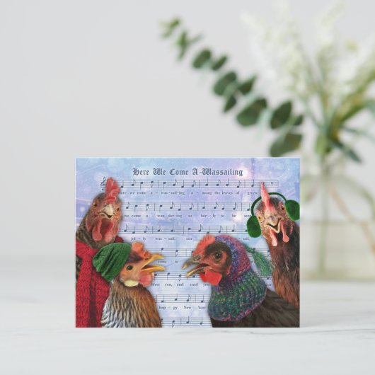 クリスマス・キャロルを歌う鶏 ポストカード (スタンド正面)