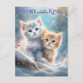 クリスマス・キャロル子猫かわいい動物クリスチャン シーズンポストカード (正面)