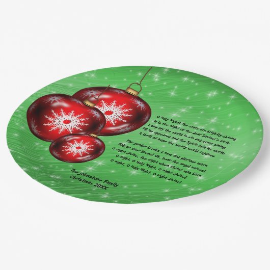 クリスマス・キャロル歌詞 – O聖なる夜 – 大9" ペーパープレート (アングル)