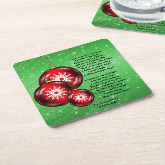 クリスマス・キャロル歌詞God Rest – 紳士 スクエアペーパーコースター (アングル)