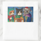 クリスマス・キャロル・シンガー・キャッツ 長方形シール (バッグ)