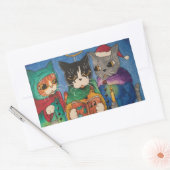 クリスマス・キャロル・シンガー・キャッツ 長方形シール (封筒)