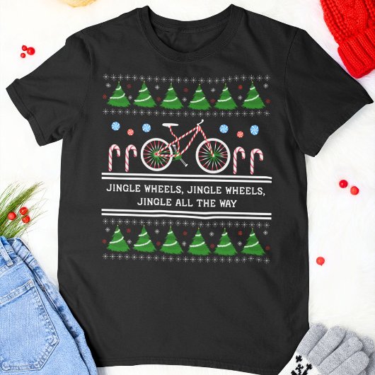 クリスマス キャンディケイン 自転車 Tシャツ