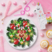 クリスマス キャンディケーン ペーパープレート (パーティー)