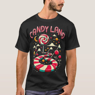クリスマス キャンディランド 虹 トレイル キャンディケーン メリー Tシャツ
