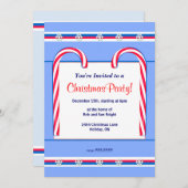 クリスマス キャンディーキャン ブルー 招待状 (正面/裏面)