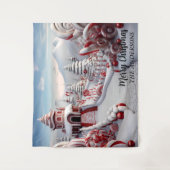 クリスマス キャンディーランド ホリデー フォト 背景 タペストリー (正面)