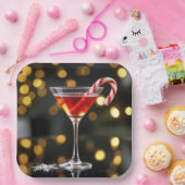 クリスマス キャンディー ケーン カクテル ペーパープレート (パーティー)