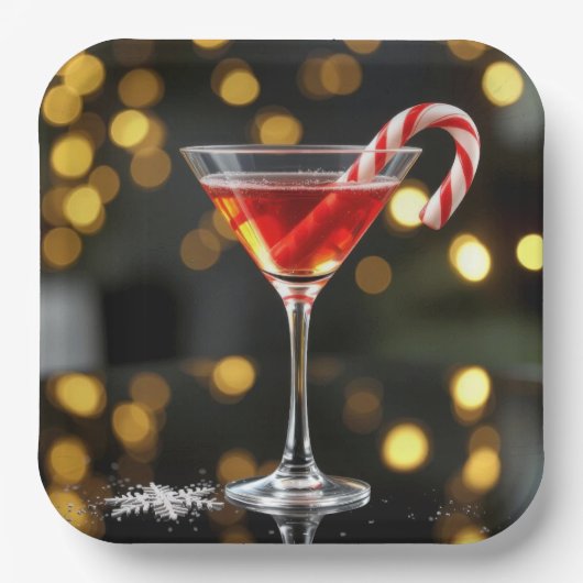 クリスマス キャンディー ケーン カクテル ペーパープレート (正面)