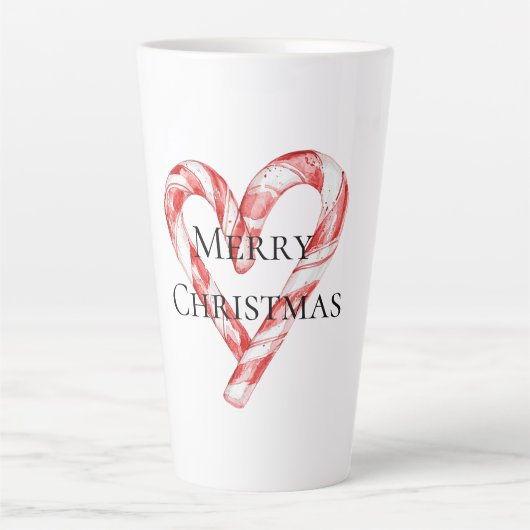クリスマス キャンディ ケイン ハート カフェラテマグ (正面)