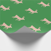 クリスマス-キャンディ・ケーンのストライプのなトナカイ ラッピングペーパー (角)