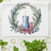 クリスマス・キャンドルリース・アート キッチンタオル (折り畳み)