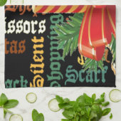 クリスマス キャンドル ワード アート コレクション キッチンタオル (折り畳み)