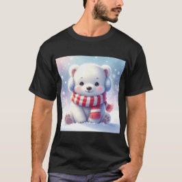 クリスマス キューブ: 雪の不思議な世界に佇むポカポカ北極グマ Tシャツ