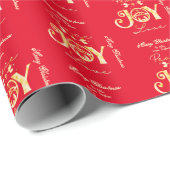 クリスマス キリスト教 降誕祭 ゴールド リース ピース ジョイ ラブ ラッピングペーパー (ロールコーナー)