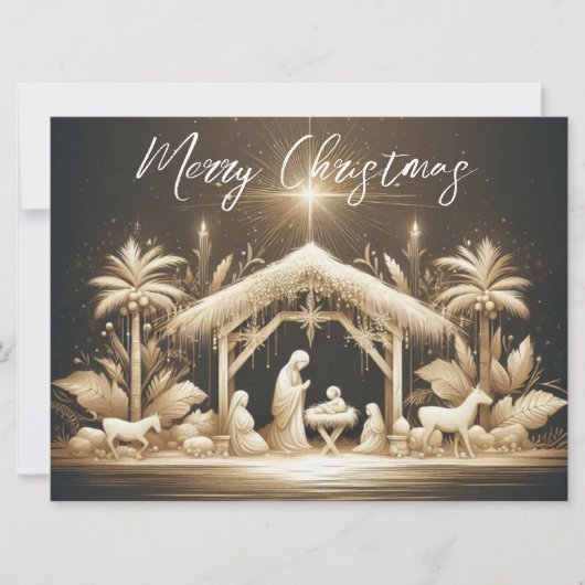 クリスマス・キリスト誕生の場面の ホリデーカード (正面)