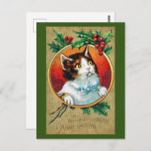 クリスマス、キリスト誕生祭の猫 ポストカード (正面/裏面)