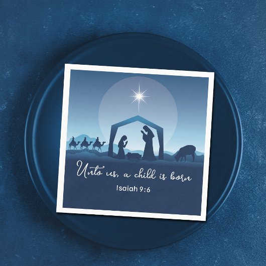 クリスマス+キリスト降誕の場面+教会パーティー スタンダードカクテルナプキン