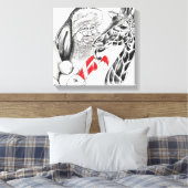 クリスマス・キリンとサンタクロース キャンバスプリント (インサイチュ (寝室))