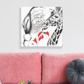 クリスマス・キリンとサンタクロース キャンバスプリント (インサイチュ (リビング))