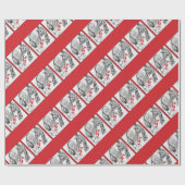 クリスマス・キリンとサンタ ラッピングペーパー (フラット)