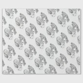 クリスマス・キリンとサンタ ラッピングペーパー (フラット)