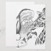 クリスマス・キリンとサンタ 便箋 (正面/裏面)