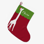 クリスマス・キリンパーソナライズされた ラージクリスマスストッキング (正面 (吊り時))