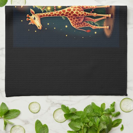 クリスマス・キリン公式ツリー背おもしろい高 キッチンタオル (折り畳み)