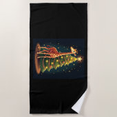 クリスマス・キリン公式ツリー背おもしろい高 ビーチタオル (正面)