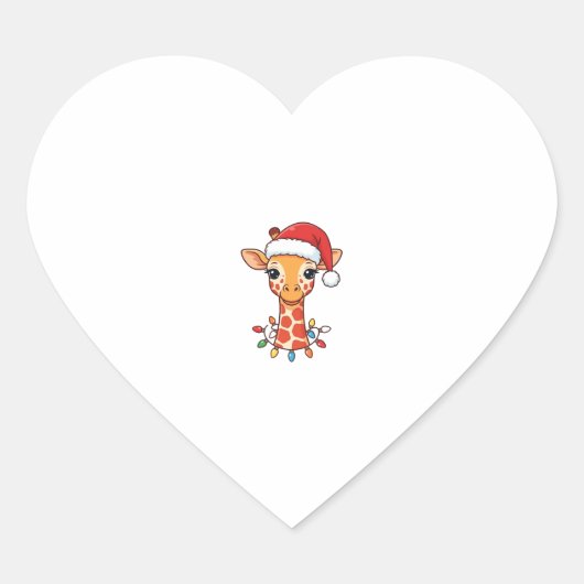 クリスマス+キリン+サンタ帽子+カラフルライト ハートシール (正面)