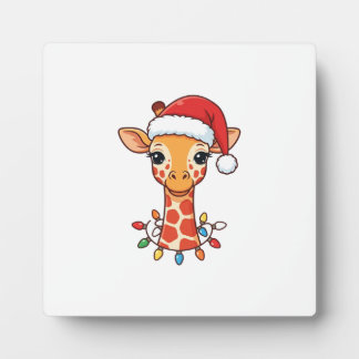 クリスマス+キリン+サンタ帽子+カラフルライト フォトプラーク