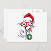 クリスマス・キリン・サンタ シーズンポストカード (正面/裏面)