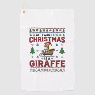 クリスマス キリン ソリ 楽しい ホリデー Tシャツ デザイン ゴルフタオル