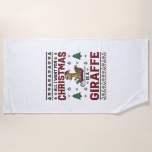 クリスマス キリン ソリ 楽しい ホリデー Tシャツ デザイン ビーチタオル