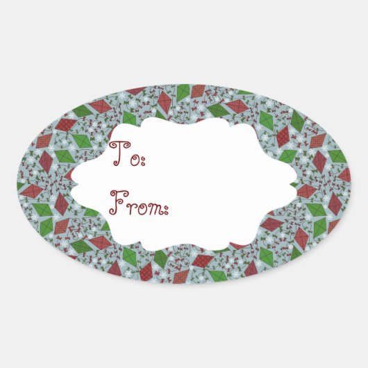 クリスマス·キート，贈り物のシール 楕円形シール (正面)