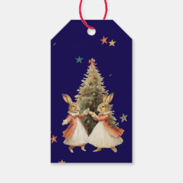 クリスマス ギフトタグ ダンシングウサギ と ツリー