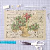 クリスマス ギフトバスケット ミュージックシート デコパージュ 薄葉紙 (クラフト)