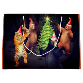 クリスマス ギフトバッグ 森で踊るクマたち