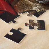 クリスマス・ギフト暖炉を持つ犬ウルフハウンド ジグソーパズル (側面)