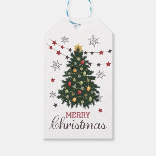 クリスマス ギフト タグ - クリスマス ツリー - ホワイト (正面)