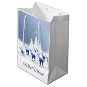 クリスマス ギフト バッグ 青い鹿 ミラド ムバラク ミディアムペーパーバッグ (正面アングル)