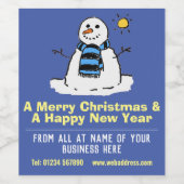 クリスマス ギフト ファン スノーマン ワインボトル ラベル (シングルラベル)